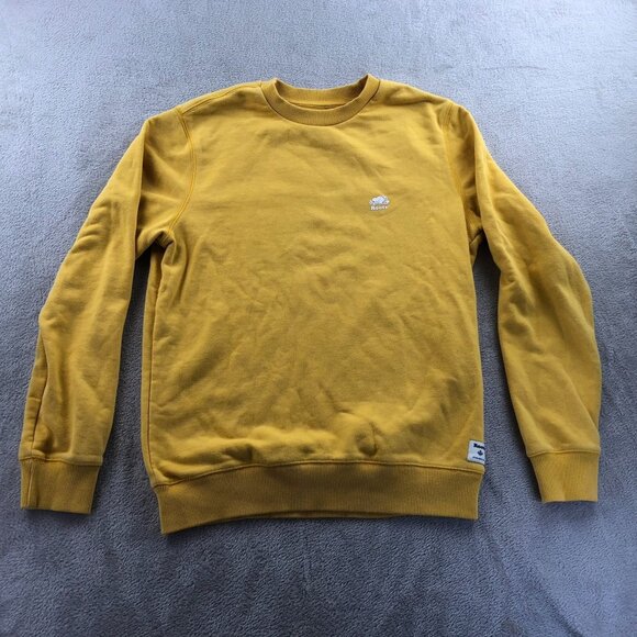 Roots Mens weatshirt Size XS Crewneck Pullover Casual Yellow Athleisure Travel - Picture 13 of 14